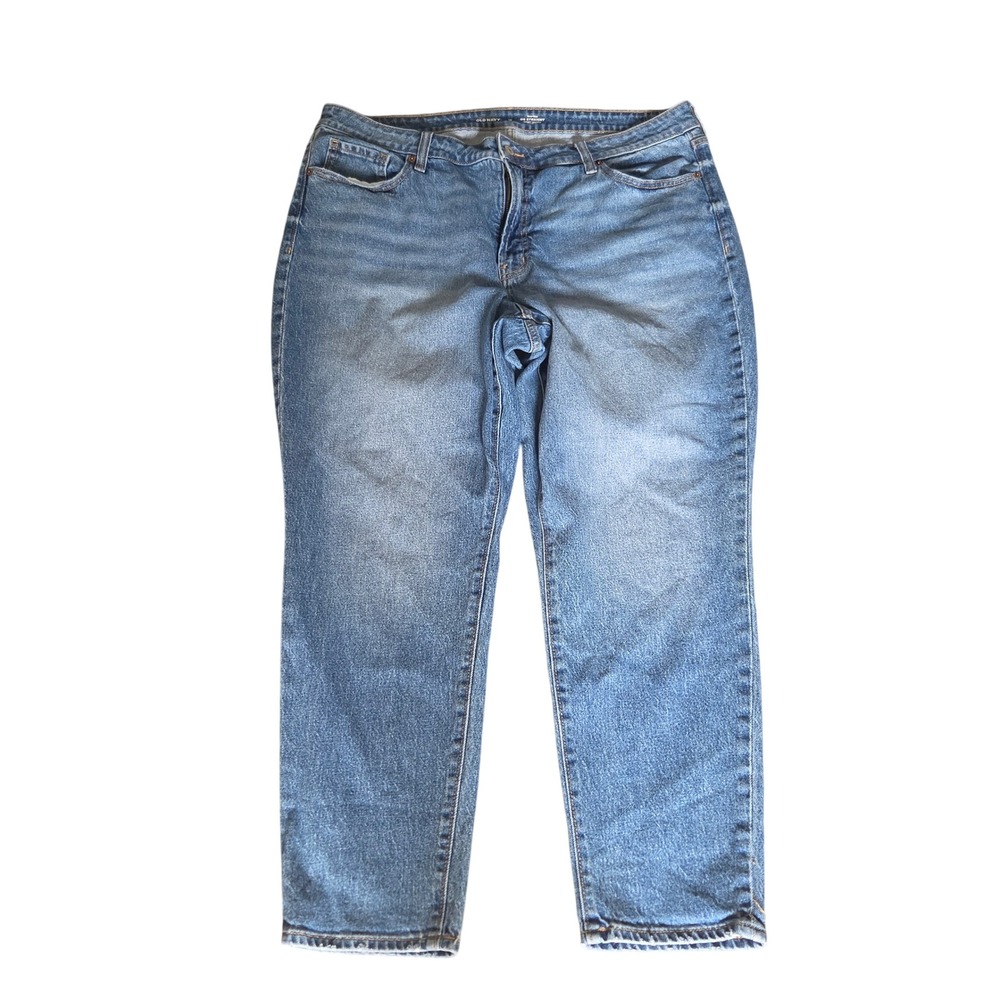 Old Navy OG Straight High Rise Jeans Womens 18 Blue Medium Wash Secret Smooth